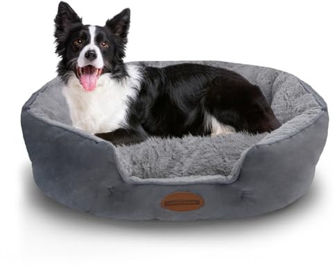 Nobleza Hundebett für Mittlere Hunde, 63x53cm Hundesofa, Waschbar rutschfest Hundekorb, Polsterung in der Mitte herausnehmbar für Hunde und Katzen, M, Grau