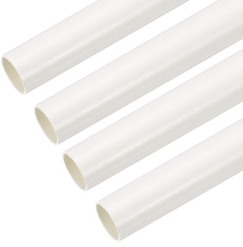 sourcing map Tubo de conducto de PVC de 1,3 m de longitud, 20 mm de diámetro exterior, tubo recto blanco para instalación de cableado eléctrico, paquete de 4