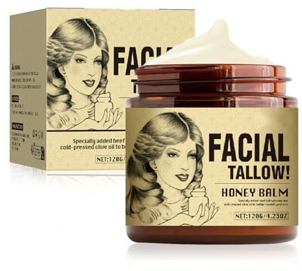Beef Tallow Skincare,120g Tallow Bio for Skin Care, 2024 New Beef Tallow Skincare Bio, Rindertalg Creme,Rindertalg Balm,100% Grass Fed Tallow Raw Wild Honey für Gesicht (1 Stück)