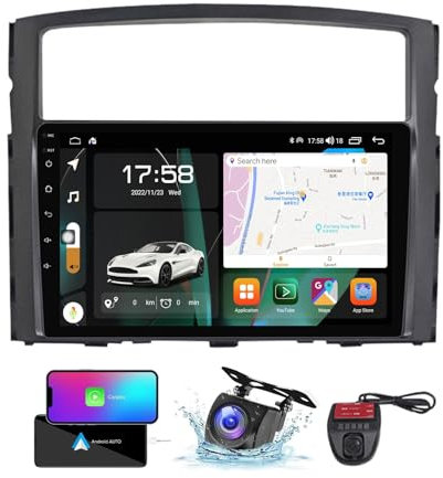 Android 13 Car Radio Stereo 2 DIN für Mitsubishi Pajero 4 V80 V90 2006-2024 mit Carplay Android Auto GPS Navigation 9 Zoll FM RDS DAB+ Auto Radio Player mit BT 5.0/Rückfahrkamera DVR(NF-7)