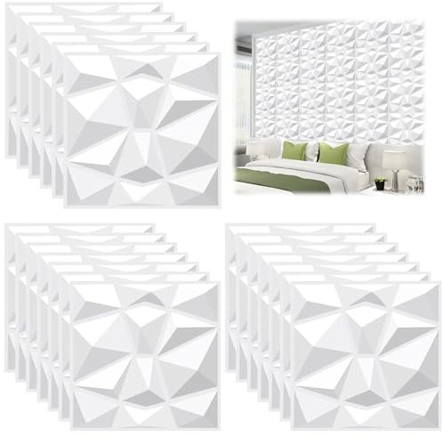 20 Piezas Papel Pintado Autoadhesivo Pared 30 × 30 cm, Vinilos de Pared Decorativos, Revestimiento de Paredes PVC, Ladrillos 3D Adhesivo Pared, Adesivos Papel de Paredes Decoración (Blanco)