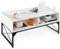 LIFEZEAL Couchtisch mit LED, Wohnzimmertisch Hochglanz mit Stauraum, Sofatisch Glas mit Marmor Optik, Moderner Glatisch mit verstellbaren Farben, 105 x 55 x 50 cm (Weiß)