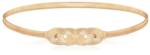Xinjoduz 63cm Metall Goldgürtel für Damen, Gürtel Gold Glitzergürtel Goldener Gürtel Taillengürtel Dünner verstellbarer Metall Taillengürtel Elastische Dünne Taille für Abendkleid Kleid Frauen