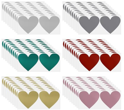 60 Adesivi Da Grattare, Adesivi A Forma Di Cuore, Adesivi Per Gratta E Vinci In Diversi Colori, Adesivi Per La Rivelazione Di Gratta E Vinci, Adesivi Autoadesivi Per Gratta E Vinci
