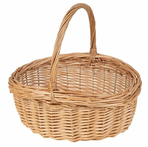 SIDCO Einkaufskorb Weide Tragekorb Henkelkorb Vollweide Flechtkorb Weidenkorb 35x30cm