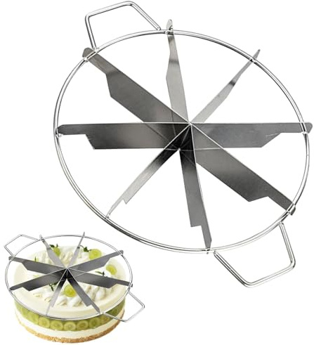 Cake Slicer, Round Cake Divider, Pie Slicer Marker | Stainless Steel Cake Divider Cutter | (6/7/8) Point Cutter | Non Stick Round Pastry Cheese Pizza Cutting Press Tool with Side Handles for Precise