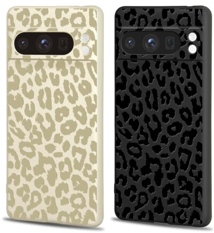Ciciber Ttusy 2 Stück Hülle für Google Pixel 8 Pro Handyhülle Silikon mit Muster Leopard Matte Case Stoßfest Dünn Ästhetik Mädchen Weich TPU Schutzhülle Tasche für Google Pixel 8 Pro,01