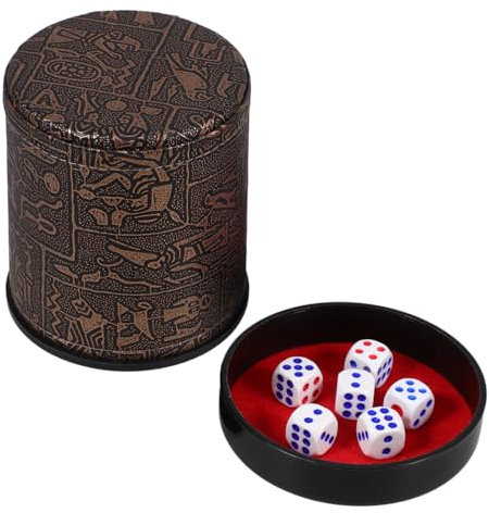DRESSOOS Profes Nel Les Dice Rolling Cup Mit Würfeln Geräusch Dämpfung Dem Kunstleder Ergonomisch Leicht Kompakt Robust Und Pflegeleicht Für Party Ktv Und Tischspiele
