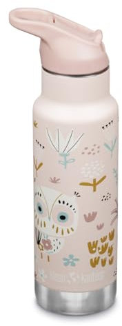 Klean Kanteen Kinder Isolierflasche, 355ml, Edelstahl, Sport Cap mit Trinkhalm, Owlet