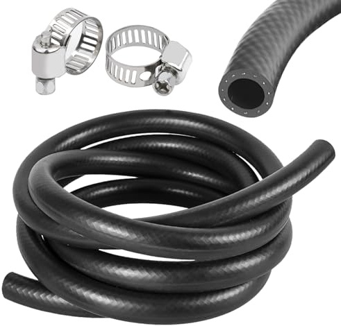 Tuyau de flexible en caoutchouc NBR Ø 16mm - tuyau carburant 1 mètre | diesel conduite de pour essence avec 2 colliers de serrage (1 Meter, 16mm ID - 23mm OD)