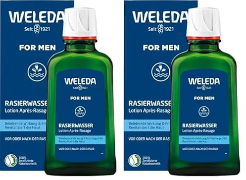 WELEDA Bio FOR MEN Rasierwasser - Naturkosmetik Pre Shave & After Shave erfrischt und belebt die Haut vor und nach der Trocken- und Nass-Rasur, pflegt & desinfiziert kleine Schnittwunden (1 x 100 ml)