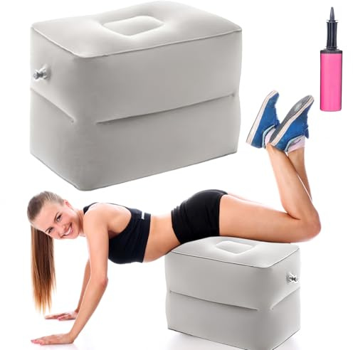 AXVRAV Bandscheibenwürfel Aufblasbar, Stufenlagerungswürfel mit Pumpe, Entlastungskissen für Beine & Rücken, Multifunktionskissen Aufblasbares für Reise Auto Büro & Zuhause, 42x32x30 cm