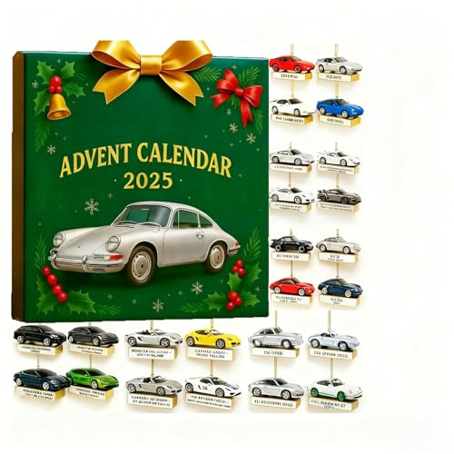 Advent Calendar 2025 for Kids - Car Hanging Ornaments 24 Days Christmas Countdown Gift, Advent Calendars with Fire truck, Pickup Truck, Motorcycle for Adults Boys Girls (B)