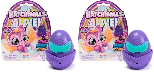 Hatchimals Alive Neon-Rainbow Überraschungs Pack - mit einem selbst-schlüpfenden Ei mit Überraschungsfigur, Spielzeug für Kinder ab 3 Jahren (Packung mit 2)