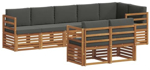 vidaXL Sofagarnituren 8 pcs Natur und Anthrazit Massivholz Akazie, Garten-Sitzgarnitur, modernes Lounge-Set, pflegeleichtes Gartenmöbel, gemütliche Terrassen-Sitzgelegenheit