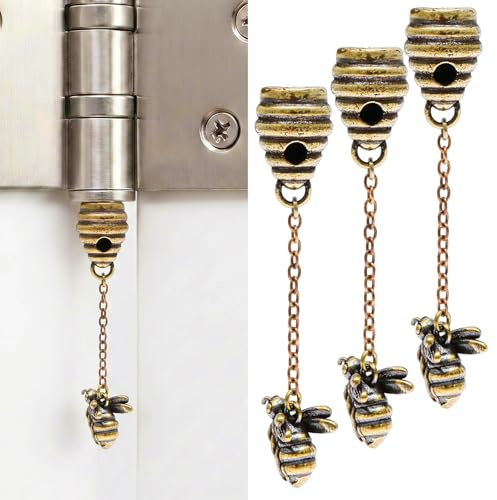 3Pcs Hinge Head Decorative Toppers Brass Bee Honeycomb Pull Cord Pendant Vintage Antique Bronze Ceiling Fan Light Chain Ornament Curtain Pull Switch Extender 6.5cm Home Door Accent Decor