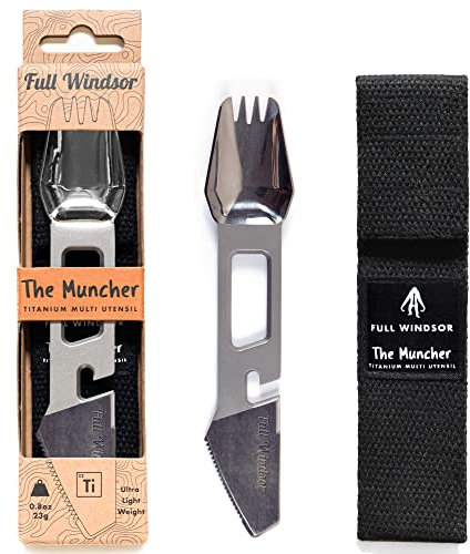 Full Windsor Multifunzionale Strumento Multifunzione Leggero 10 Utensili in Titanio con Coltello, Dispositivo antincendio, apribottiglie per Il Campeggio, Viaggi