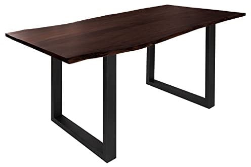 MASSIVMOEBEL24.DE | Freeform 3 - massiver Baumtisch aus Akazienholz Dunkelbraun | + U-Beine in anthrazit matt | 120x90x76cm | Massivholztisch Baumkantentisch Esstisch