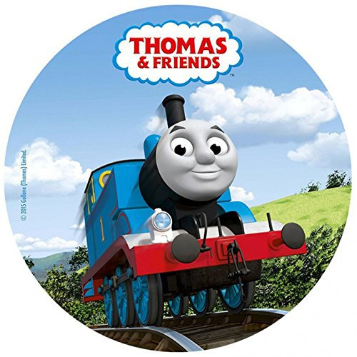 Dolce idea CIALDA in Ostia Trenino Thomas Personalizzabile Forma Rotonda diam. 20 cm, Decorazione per Torta