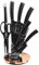 BerlingerHaus BH-2421, Black Rose Set di Coltelli da Cucina Professionale 8 Pezzi, Acciaio Inossidabile, Rivestimento Antiaderente, Supporto, Santoku, Acciaio per Affilare, Forbici, Design