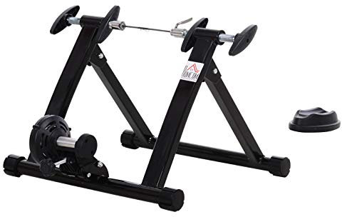 HOMCOM Stahl Schwarz Rollentrainer Fahrradtrainer Heimtrainer Magnetbremse Stahl Schwarz