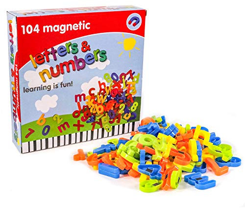 KandyToys 104 Piece Magnetic Numbers & Letters - Perfect for Educational Toys Fridge Magnets Spelling and Maths