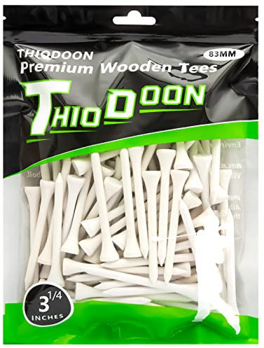 THIODOON Golf-Tees,83mm weniger Reibung, Holz-Tees, Training für Golfspieler, professionelle Golf-Tees aus Naturholz, 100 Stück Weiß