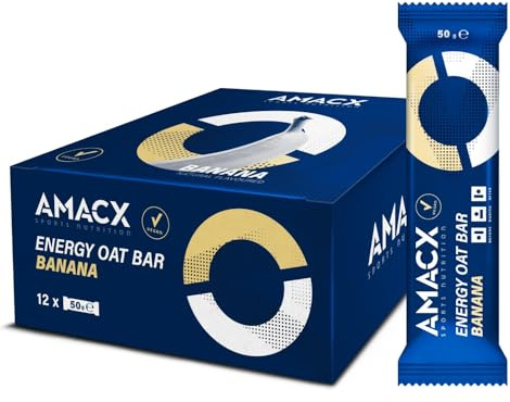 AMACX Energy Oat Bar – Energieriegel Kohlenhydrate-Mix – 12er Pack – Proteinriegel mit 50mg Magnesium – Oatsnack für Athleten – Power Bar Haferflocken Snack – Banane