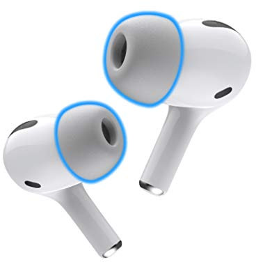 AutoLine Pro Foam Masters Ohrstöpsel aus Memory-Schaum für AirPods der 1. und 2. Generation, bequem, sicher, bessere Geräuschunterdrückung, Version 3.0, Ersatzknospen, Größe M, 3 Paar, Grau