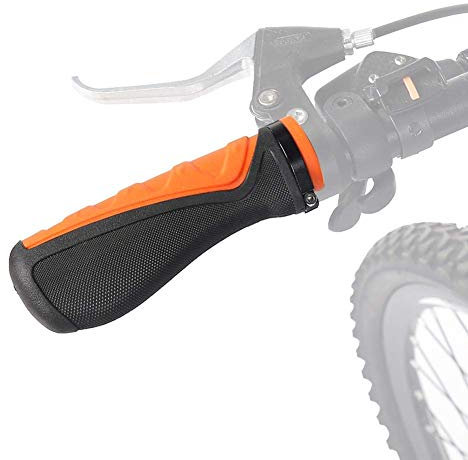1 Paar rutschfeste Fahrradgriffgriffe, Gummi-Orange-Schwarz-Verriegelung Ergonomische Lenkergriffe zum Zusammenklappen von Fahrrädern Single-Speed-Fahrräder