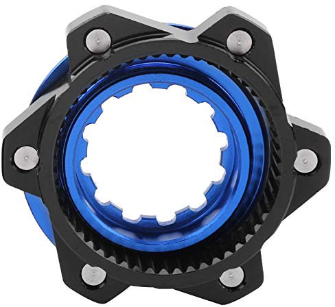 Keenso Center Lock Adapter, Ultraleichter Aluminium-Scheibenbremsrotoradapter für Center Lock-Naben für 6-Schrauben-Rotoren(Schwarz Blau)