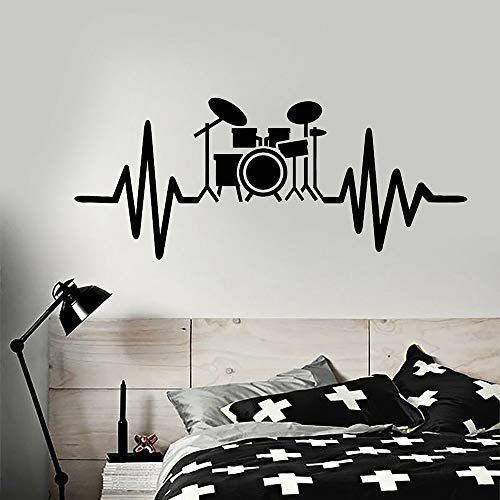 Adesivi da Parete Adesivi Murali Kit di batteria musicale per batterista Musicista Amante della musica Decorazione della stanza in vinile Carta da parati per la decorazione della casa 103x43cm