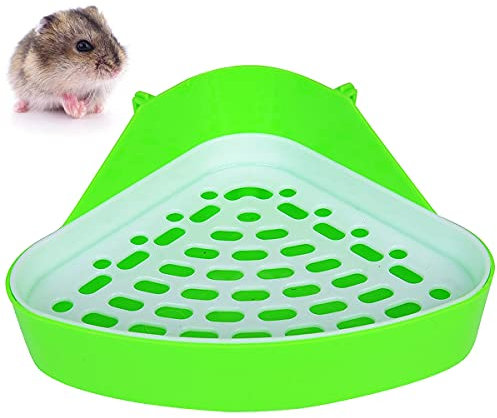 Kleintier Haustier Toilette Dreieck Toilette Töpfchen Trainer Haustier Toilette Topf Trainer Hamster Chinchilla Meerschweinchen Kaninchen Frettchen Haustier pinkeln Ecke Mülltablett Training (grün)