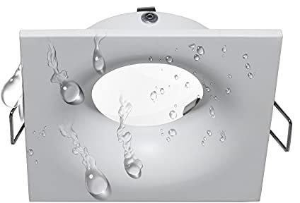 Planetitaly Porta faretto bianco quadrato IP65 box doccia bagno turco sauna incasso 70mm supporto luci LED GU10 MR16 GU5.3