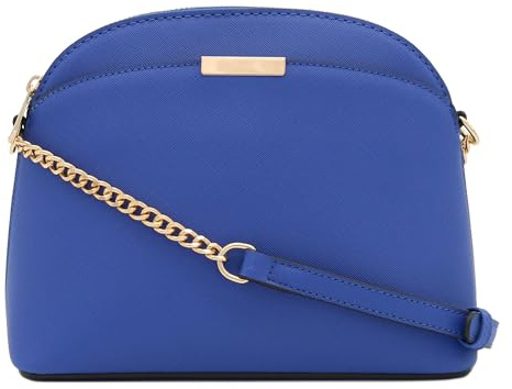 FashionPuzzle Petit sac à bandoulière dôme avec sangle en chaîne effet cuir Saffiano