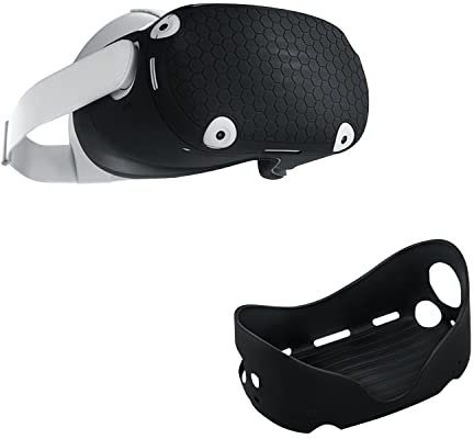 Silicon Protective Cover for O-culus Quest 2 Headset,Mcbazel Quest 2 Headset Cover, Preventing Collisions and Scratches,Black