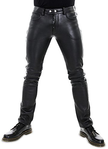 Bockle® New 5 BoB Pants Buttons Lederhose Herren Echtleder Rindleder | Lederjeans, mit Knopfleiste, Männerhose