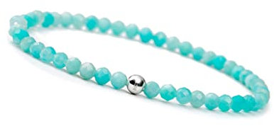 GD GOOD.designs Amazonit Armband Damen mit echten Natursteinen und 925 Silber Perle I Naturstein Armband aus facettierte 4mm Edelstein Perlen - Inkl. Geschenkbeutel