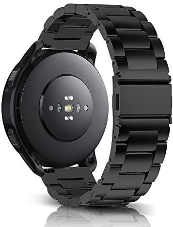 MiRowy 22 mm Metall Armband für Amazfit T-Rex 3 Pro 48mm/Balance 2/Balance/Amazfit Bip 6/Bip 5/5 Unity/Cheetah/Cheetah Pro/GTR 4/GTR 3 Uhrenarmbänder, Edelstahl Ersatzband - Schwarz