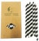 100% biodégradables Pailles en Papier à Rayures Noires et Blanches, Lot de 100 Noires Pailles pour Fêtes, Mariages et Occasions