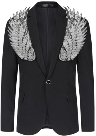 Allthemen Blazer Homme avec Paillettes Veste de Smoking Blazer Coloré Uni pour Soiré Argenté XXL