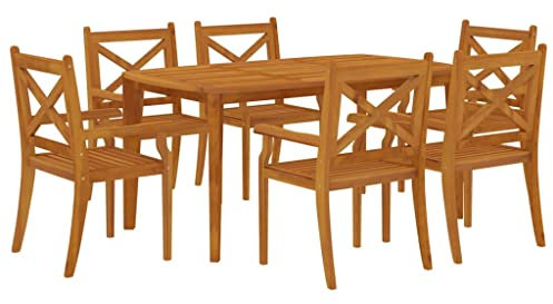 vidaXL Gartenmöbel Set 7-TLG. Gartengarnitur Sitzgruppe Gartenset Sitzgarnitur Gartentisch Gartenstuhl Esstisch Tisch Stühle Massivholz Akazie