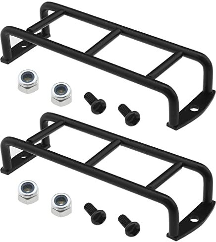 2 STÜCKE Modellauto Leiter Metall Simulation Mini Treppe Kompatibel mit Ford Bronco TRX4 90046 90047 KM2 RC Crawler Karosserie Dekoration Zubehör Schwarz