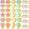 Yilloog 156 Pcs Glitter Self Adhesive Letters Chenille Clothing Patches Embroidered Repair Fuzzy Patches Alphabet Gold Trimmed Preppy Clothing Badges Sewing Appliques(Pastel Cute)