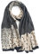 GLORIS Schal Damen dünn seidig groß 180 x 90 cm Schwarz mit Tupfen (Polka dot) und einem abstrakten Muster. Schal für Frauen. Halstuch. Seidenschal Elegant. Pareo. Strandschal