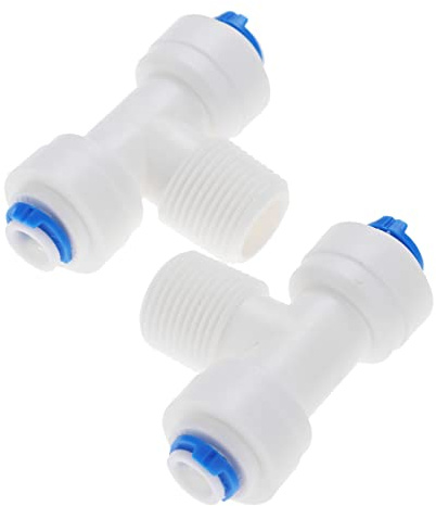 ERBER 2 pièces RO raccord de Tuyau Rapide T Forme té 1/4 OD tuyau-3/8 mâle Therad-1/4 OD Tuyau RO Eau Plastique couplage connecteur Adaptateur