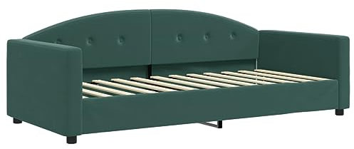 vidaXL Tagesbett, Gästebett 2-in-1, Sofabett Schlafsofa für Schlafzimmer Wohnzimmer, Bettsofa Sofa, Modernes Design, Dunkelgrün 90x200cm Samt