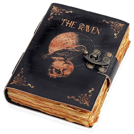 Leder-Tagebuch, Gothic-Tagebuch, magischer Rabenschädel, Spiral-Notizbuch, Mystery-Crow-Tagebuch, Grimoire, Hexerei, Zauberwerk, Tagebuch, ideal für Halloween und Rabenliebhaber, ästhetisches
