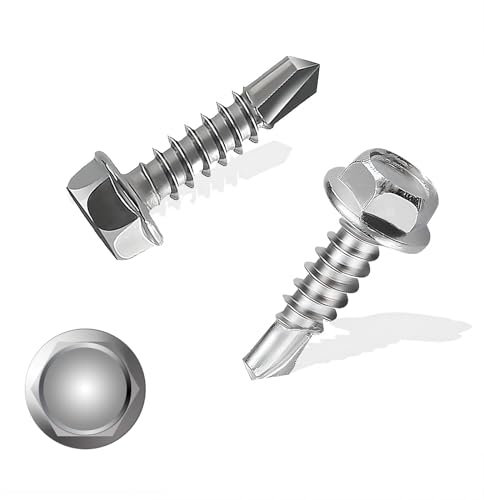 150 Pcs 410 Acero Inoxidable Tornillos Autotaladrantes Cabeza Hexagonal M4.8x19mm Tornillos Autoperforantes Hexagonales Tornillos Roscachapas Autorroscantes para Madera Techo Chapa Metal