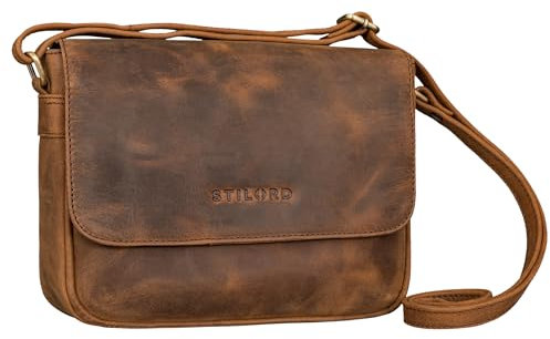 STILORD 'Elina' Stilvolle Umhängetasche Damen Leder Vintage Handtasche Klein Crossbody Bag für Frauen Ledertasche zum Ausgehen Damenhandtasche Echtleder, Farbe:sepia - braun